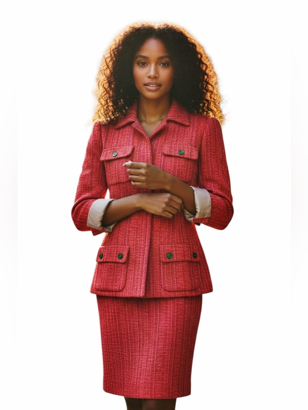 Vintage Christian Lacroix Tweed Single Breasted Vibrant Skirt Suit EU44 RARE